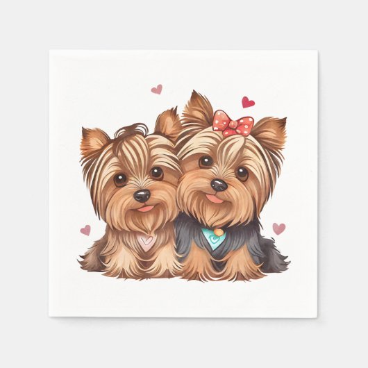 Niedlich Yorkie Liebe Puppy Dog Yorkshire Terrier Serviette (Vorderseite)