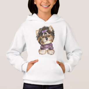 Niedlich Yorkie Puppy Dog Cartoon Yorkshire Terrie Hoodie