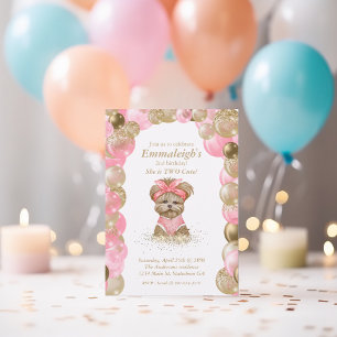 Niedlich Yorkie Two Niedlich Balloon Geburtstagspa Einladung