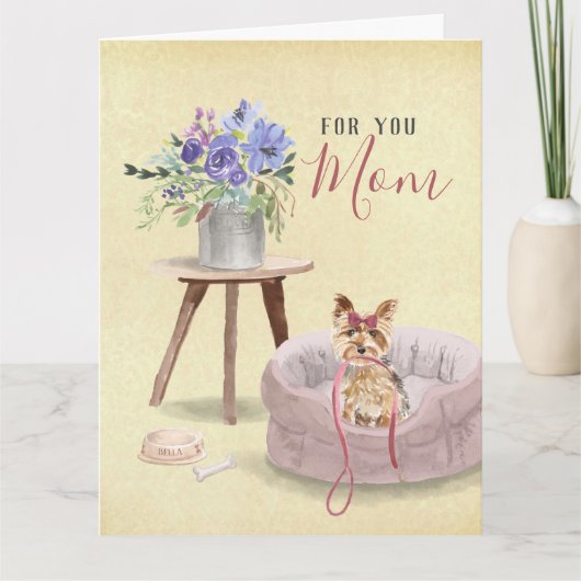 Niedlich Yorkie Watercolor Individuelle Name Mutte Karte (Vorderseite)