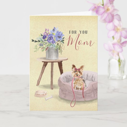 Niedlich Yorkie Watercolor Personalisierter Mutter Karte (Orchidee)
