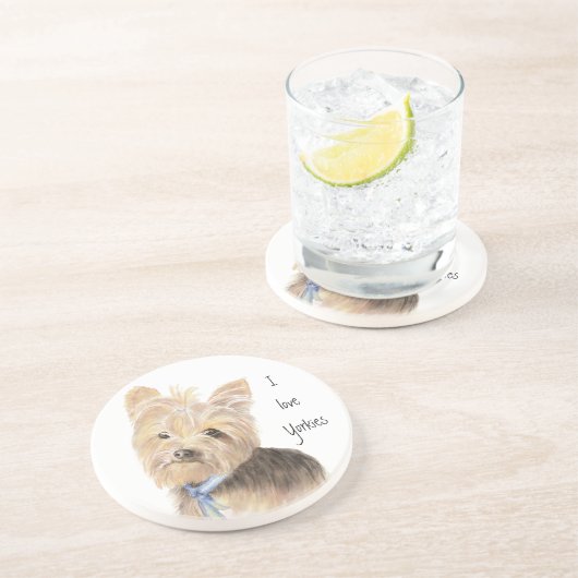 Niedlich Yorkie, Yorkshire Terrier, Hund, Haustier Getränkeuntersetzer (Seite)