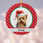 Niedlich Yorkie Yorkshire Terrier Red Christmas Bo Keramik Ornament