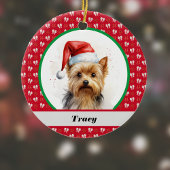 Niedlich Yorkie Yorkshire Terrier Red Christmas Bo Keramik Ornament