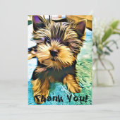 Niedlich Yorkie Yorkshire Welppy Art Dankeskarte (Stehend Vorderseite)