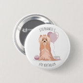 Niedlich Yorkshire Terrier Birthday Button (Vorne & Hinten)