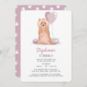 Niedlich Yorkshire Terrier Birthday Einladung (Vorne/Hinten)
