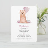 Niedlich Yorkshire Terrier Birthday Einladung (Stehend Vorderseite)