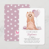 Niedlich Yorkshire Terrier Birthday Einladung (Vorne/Hinten)