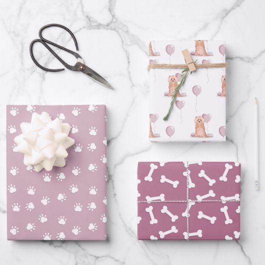 Niedlich Yorkshire Terrier Birthday Geschenkpapier Set (Vorderseite)