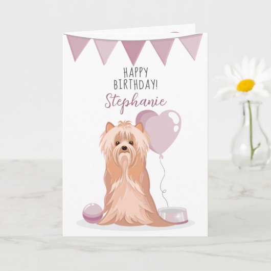 Niedlich Yorkshire Terrier Birthday Karte (Kleine Pflanze)