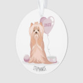 Niedlich Yorkshire Terrier Birthday Ornament (Vorderseite)