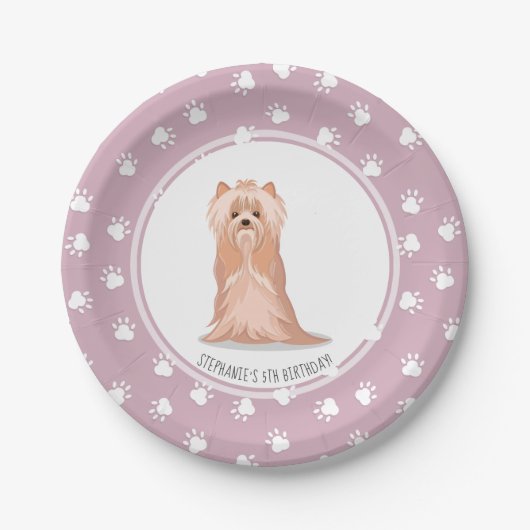 Niedlich Yorkshire Terrier Birthday Paper Tellers Pappteller (Vorderseite)