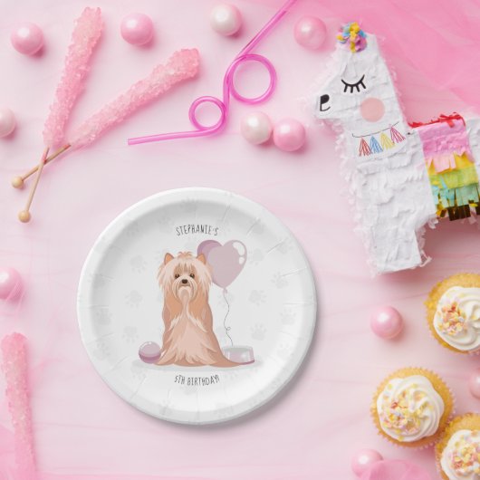Niedlich Yorkshire Terrier Birthday Pappteller (Party)