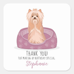 Niedlich Yorkshire Terrier Birthday Square Sticker