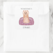 Niedlich Yorkshire Terrier Dieses Buch gehört Quadratischer Aufkleber (Tasche)