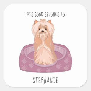 Niedlich Yorkshire Terrier Dieses Buch gehört Quadratischer Aufkleber
