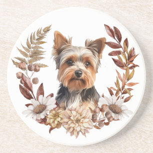 Niedlich Yorkshire Terrier Dog Herbstkranz Getränkeuntersetzer