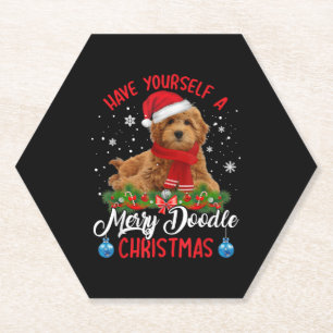 Niedlich Yorkshire Terrier Dog Merry Doodle Weihna Untersetzer