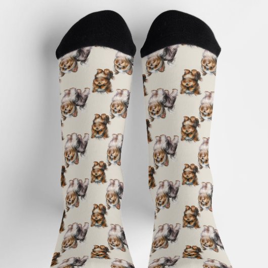 Niedlich Yorkshire Terrier Dog Pattern Socken (Oben)