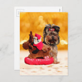 Niedlich Yorkshire Terrier Frohe Weihnachten (Vorne/Hinten)
