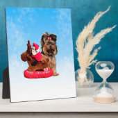 Niedlich Yorkshire Terrier Frohe Weihnachten Fotoplatte (Seite)