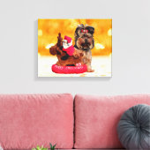 Niedlich Yorkshire Terrier Frohe Weihnachten Leinwanddruck (Insitu (Wohnzimmer))