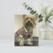 Niedlich Yorkshire Terrier in Pajamas mit Zitat Postkarte (Stehend Vorderseite)