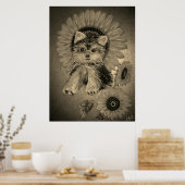 Niedlich Yorkshire Terrier mit Sonnenblumen Poster (Küche)