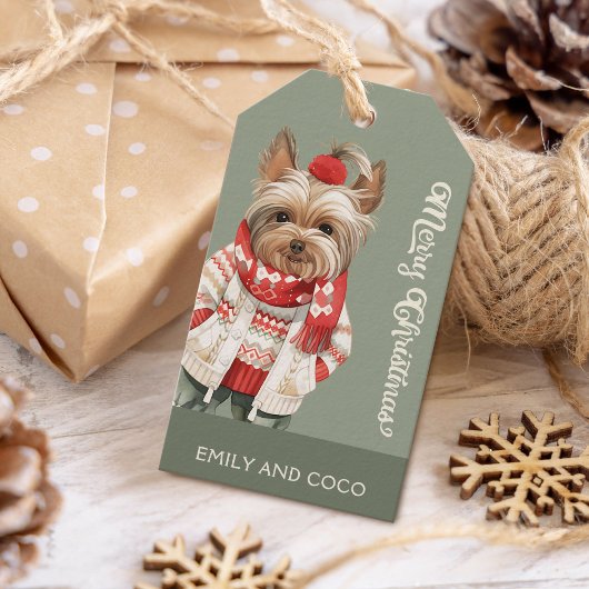 Niedlich Yorkshire Terrier Personalisiert Holiday Geschenkanhänger
