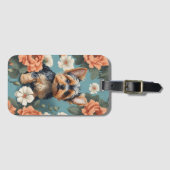 Niedlich Yorkshire Terrier Puppy Floral Gepäckanhänger (Vorderseite (Horizontal))