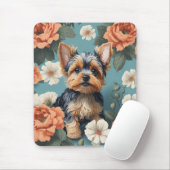 Niedlich Yorkshire Terrier Puppy Floral Mousepad (Mit Mouse)