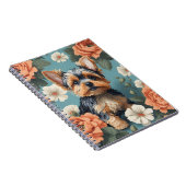 Niedlich Yorkshire Terrier Puppy Floral Notizblock (Rechte Seite)