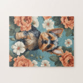 Niedlich Yorkshire Terrier Puppy Floral Puzzle (Horizontal)