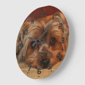Niedlich Yorkshire Terrier Puppy Große Wanduhr (Winkel)