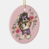 Niedlich Yorkshire Terrier Watercolor Art Keramik Ornament (Rechts)