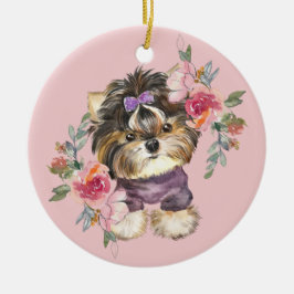 Niedlich Yorkshire Terrier Watercolor Art Keramik Ornament