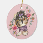 Niedlich Yorkshire Terrier Watercolor Art Keramik Ornament (Links)