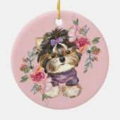Niedlich Yorkshire Terrier Watercolor Art Keramik Ornament (Hinten)