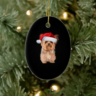 Niedlich Yorkshire Terrier Weihnachtsfest Keramik Ornament