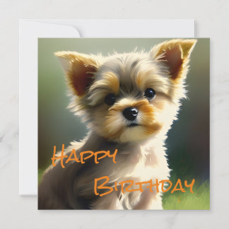 Niedlich Yorkshire Terrier Welppy Birthday Feiertagskarte