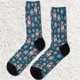 Niedlich Yorkshire Terrier Winter Navy Blue Socks Socken