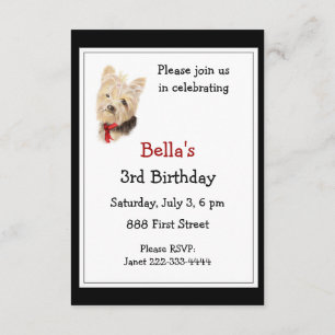 Niedlich Yorkshire Terrier Yorkie Birthday Party Einladung