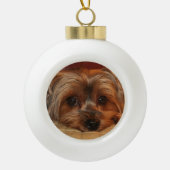 Niedlich Yorkshire Terrier Yorkie Dog Keramik Kugel-Ornament (Vorderseite)