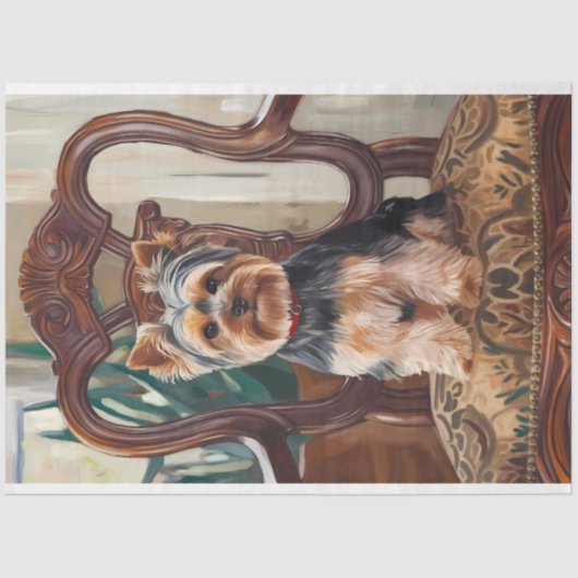 Niedlich Yorkshire Terrier Yorkie Portrait Paintin Seidenpapier (Vorderseite)