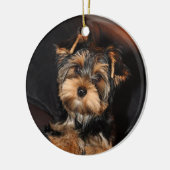 Niedlich Yorkshire Terrier Yorkie Puppy Dog Keramik Ornament (Links)