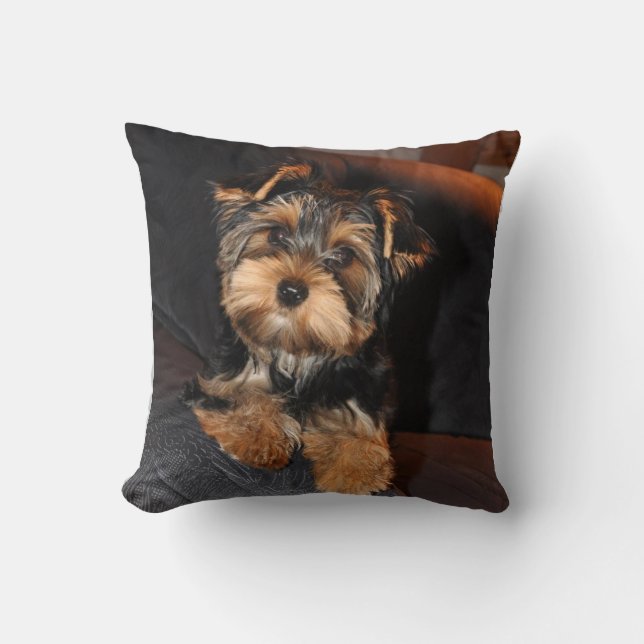 Niedlich Yorkshire Terrier Yorkie Puppy Dog Pillow Kissen (Vorderseite)