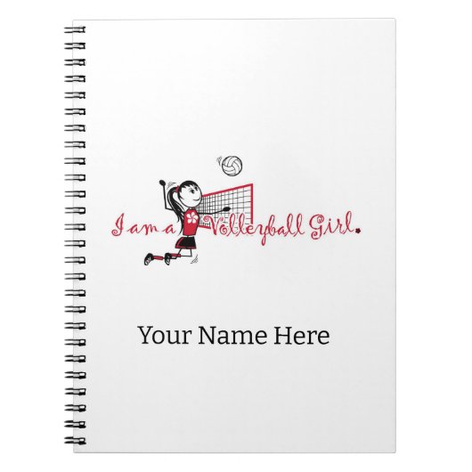 Niedlich Young Girl's Volleyball Notebook Notizblock (Vorderseite)