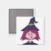 Niedlich Young Hexe Halloween Magnet (Vorderseite/Rückseite)