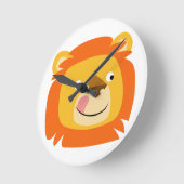 Niedlich Yummy Cartoon Lion Runde Wanduhr (Winkel)